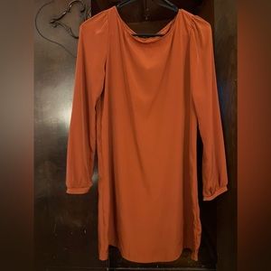 Orange long sleeve shift dress, Size Small